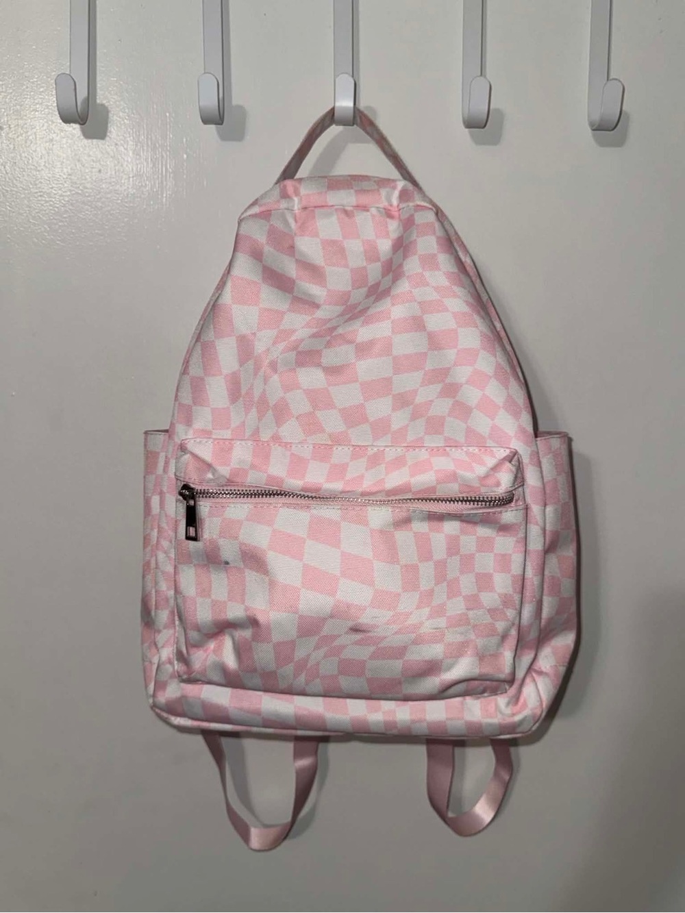 Pink & White Checkerboard Backpack